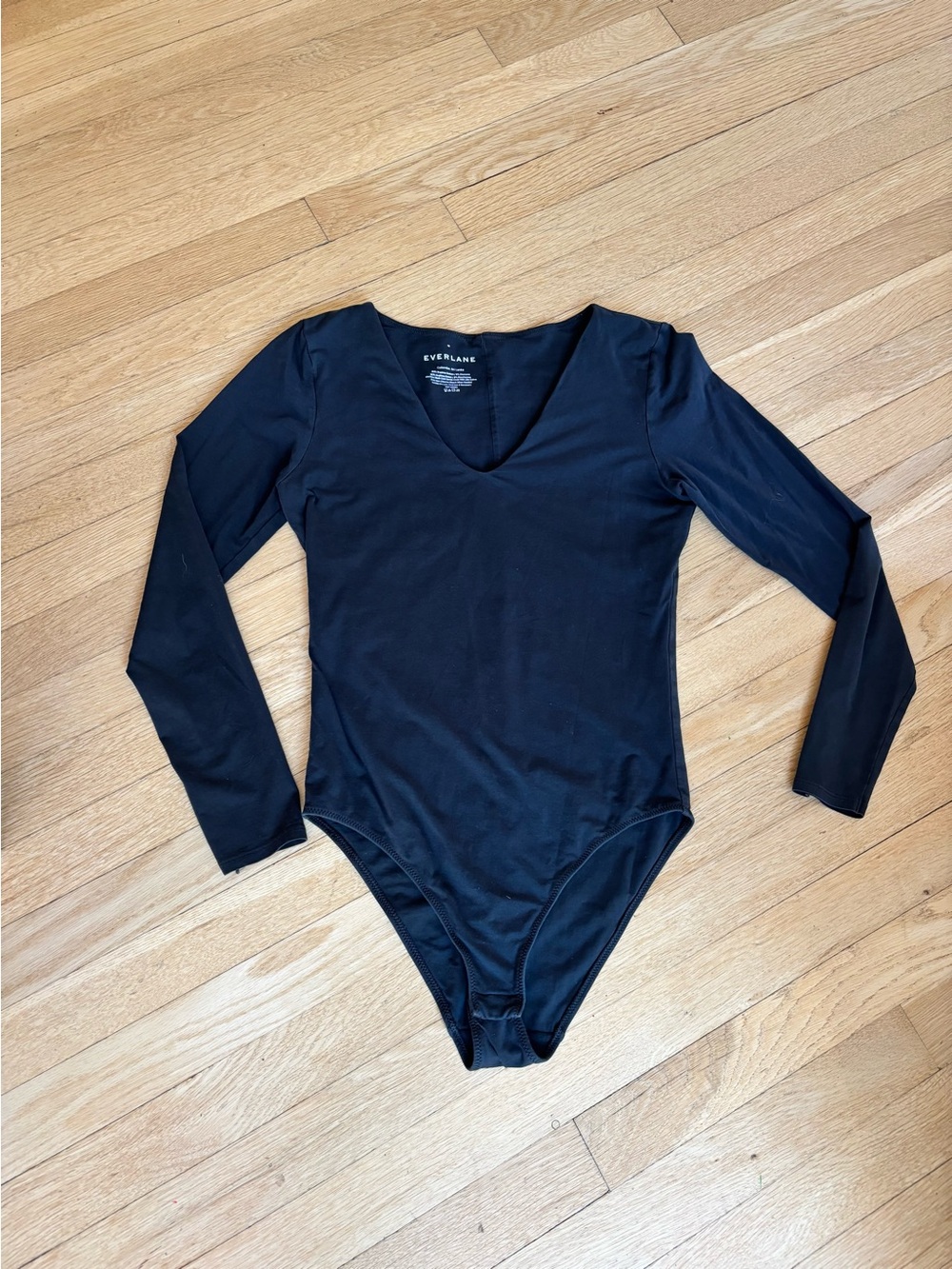 Everlane Black Long-Sleeve V-Neck Bodysuit
